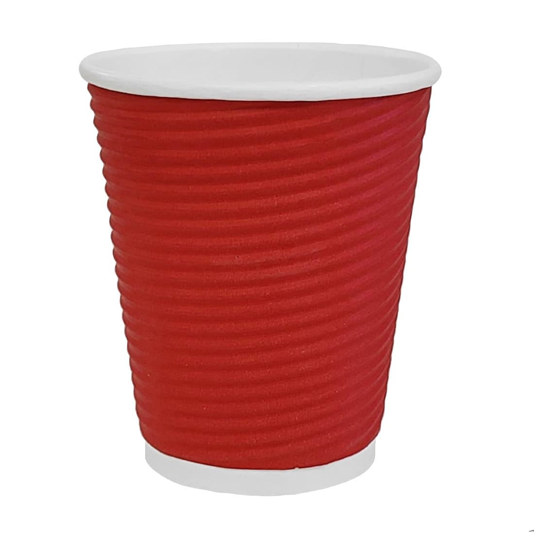 Fiesta Recyclable Coffee Cups Ripple Wall Red 225ml / 8oz (Pack of 25)