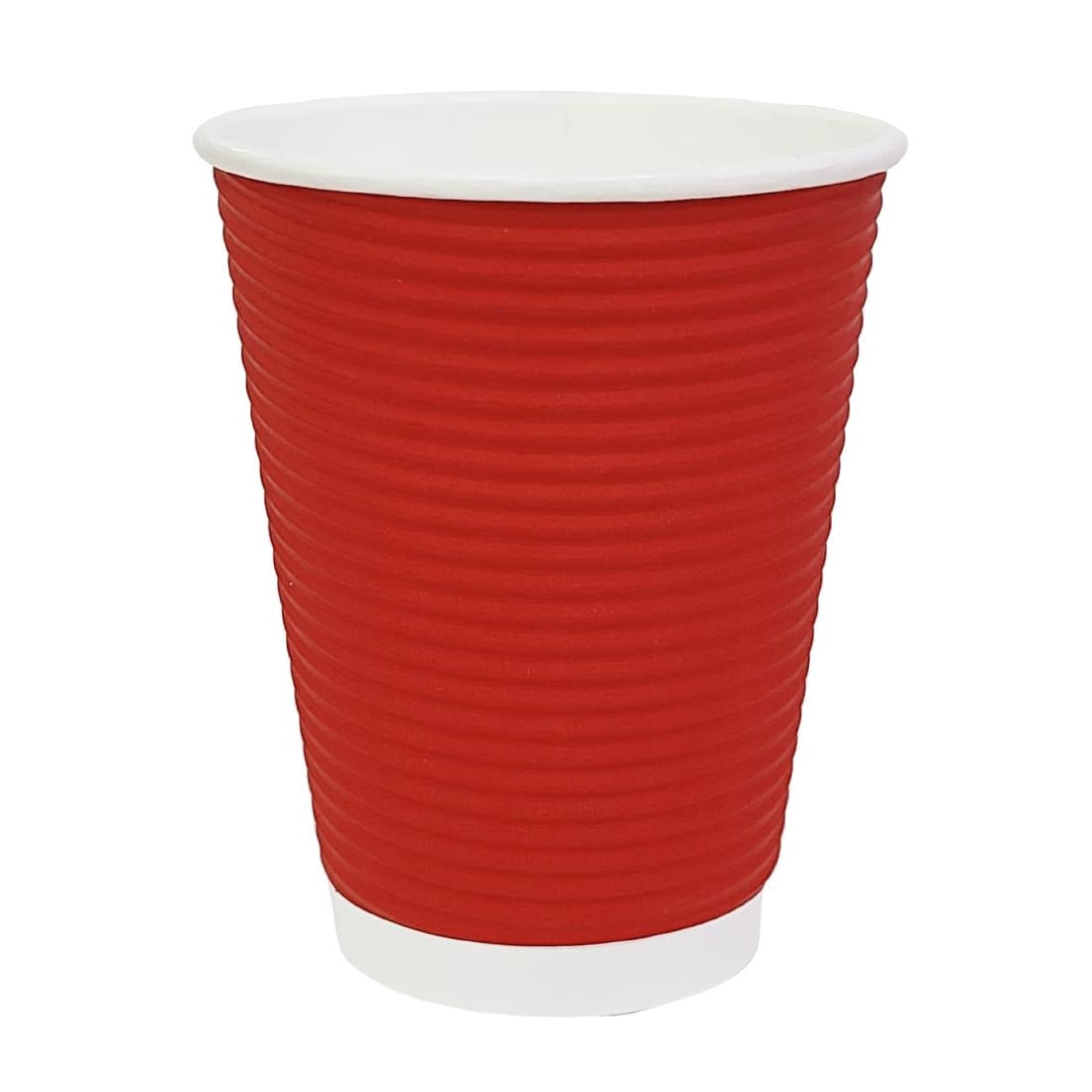 Fiesta Recyclable Coffee Cups Ripple Wall Red 340ml / 12oz (Pack of 25)