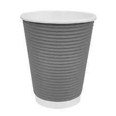 Fiesta Recyclable Coffee Cups Ripple Wall Charcoal 225ml / 8oz (Pack of