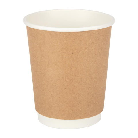 Fiesta Recyclable Coffee Cups Double Wall Kraft 225ml / 8oz (Pack of 25)