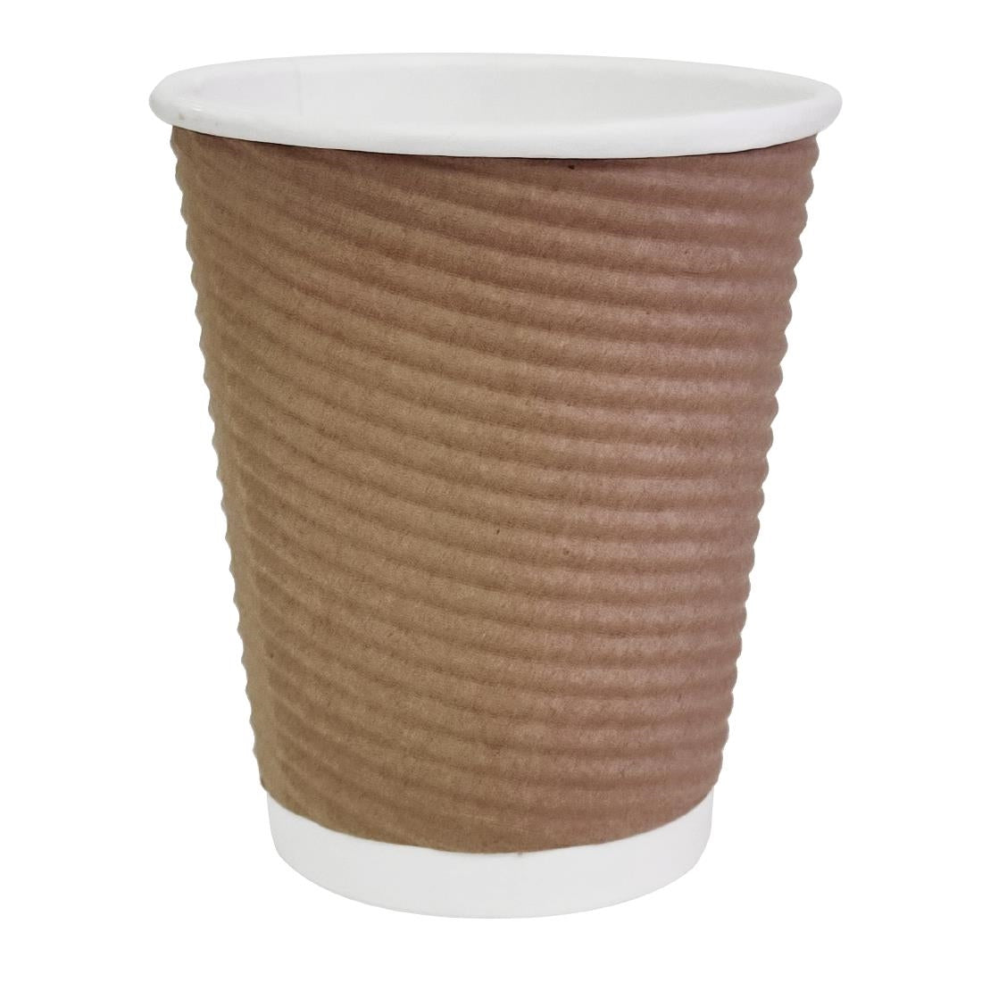 Fiesta Recyclable Coffee Cups Ripple Wall Kraft 225ml / 8oz (Pack of