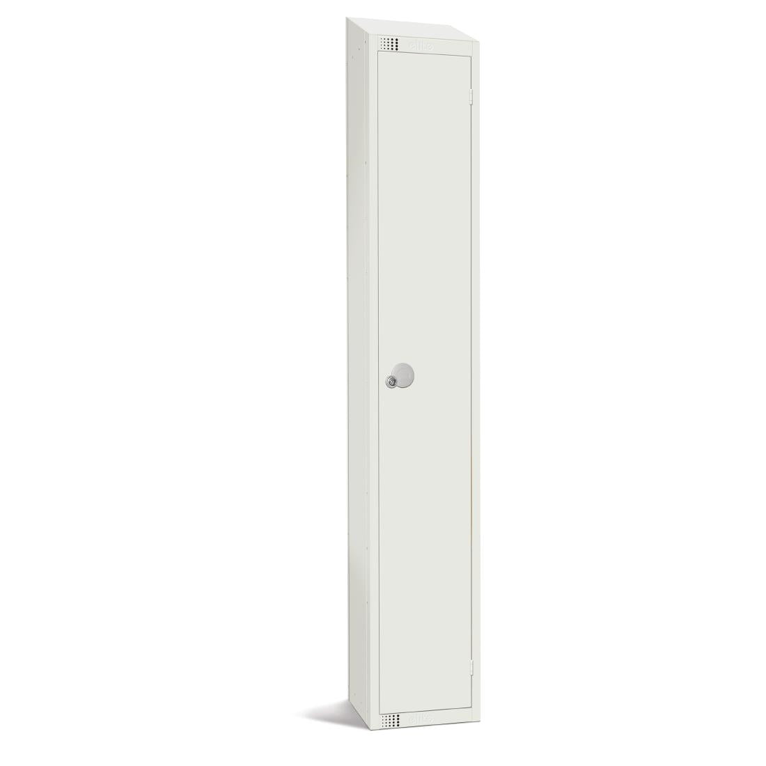 Elite Single Door Padlock Locker with Sloping Top White
