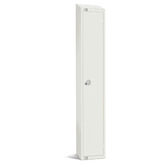 Elite Single Door Padlock Locker with Sloping Top White