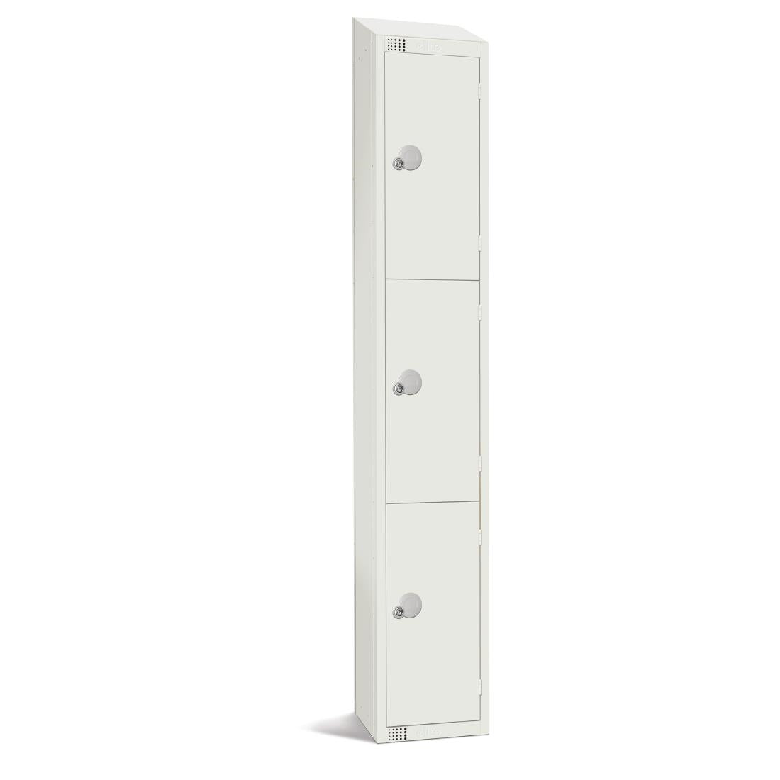Elite Three Door Padlock Locker with Sloping Top White