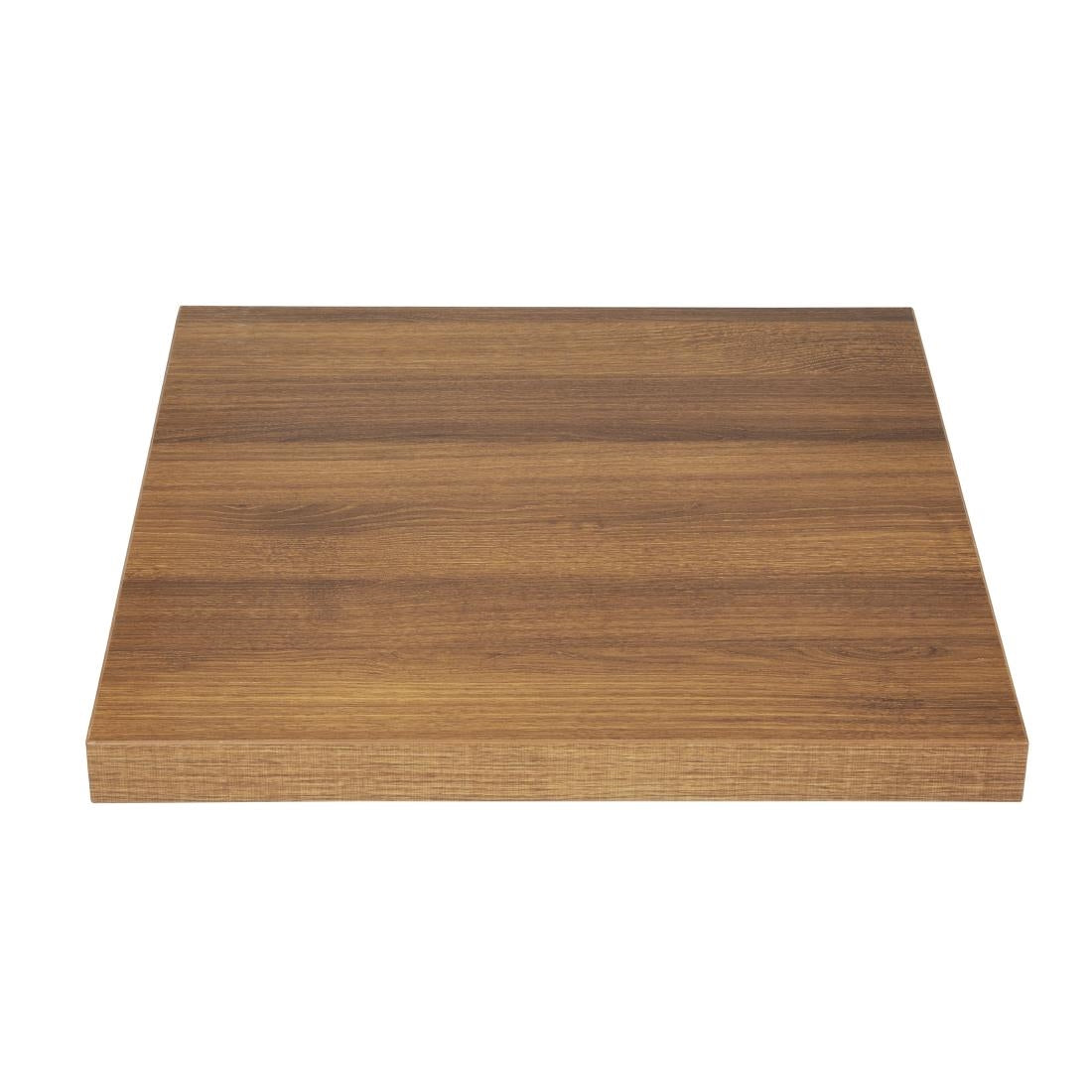 Bolero Pre-drilled Square Tabletop Rustic Oak 600mm