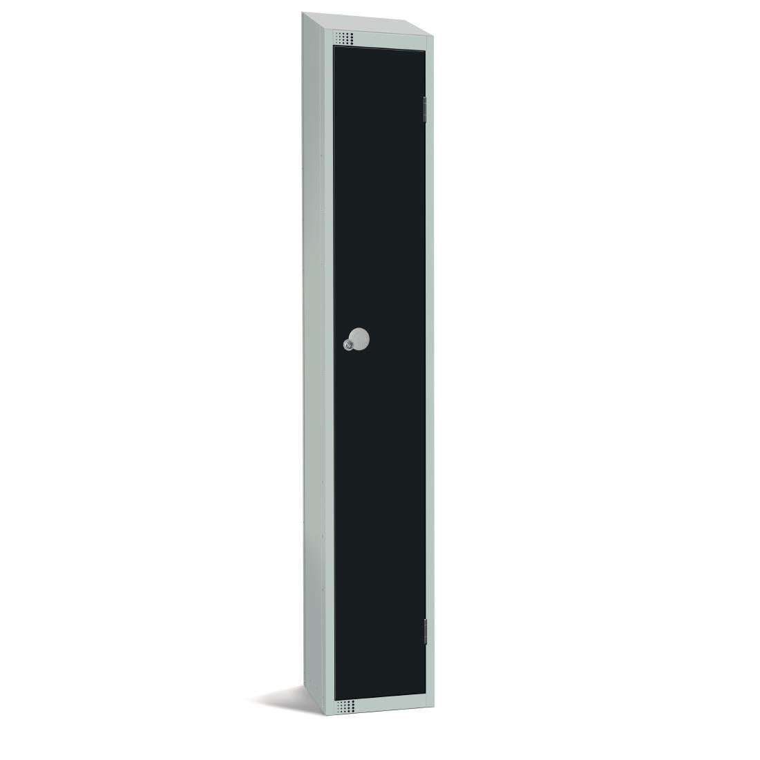 Elite Single Door Padlock Locker with Sloping Top Black