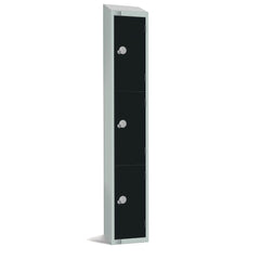Elite Three Door Electronic Combination Locker with Sloping Top Black