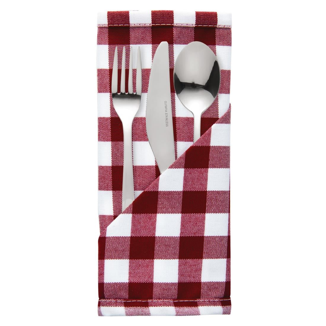Gingham Polyester Napkins Red Check (Pack of 10)