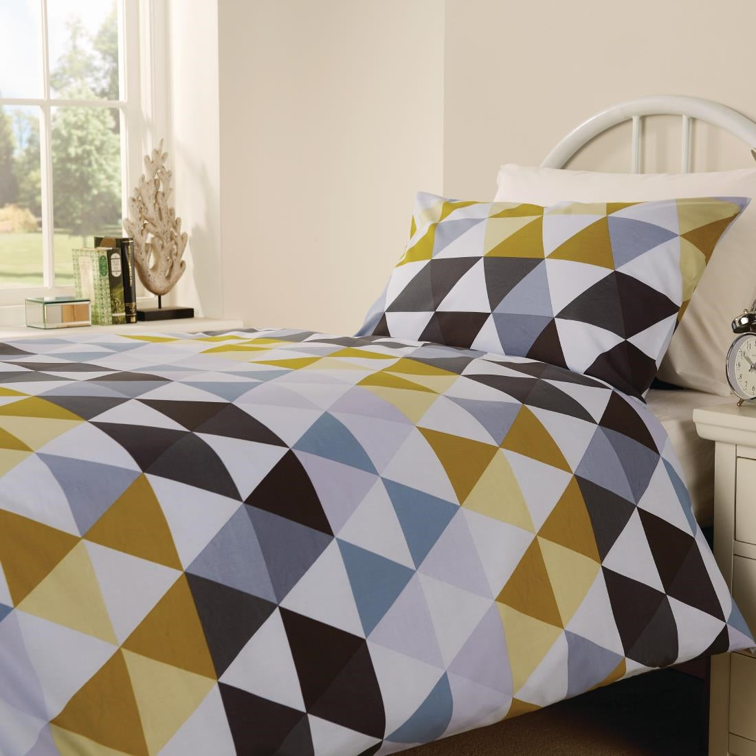 Mitre Essentials Geo Duvet Cover Open Olive