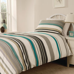 Mitre Essentials Madison Stripe Duvet Cover Open Teal