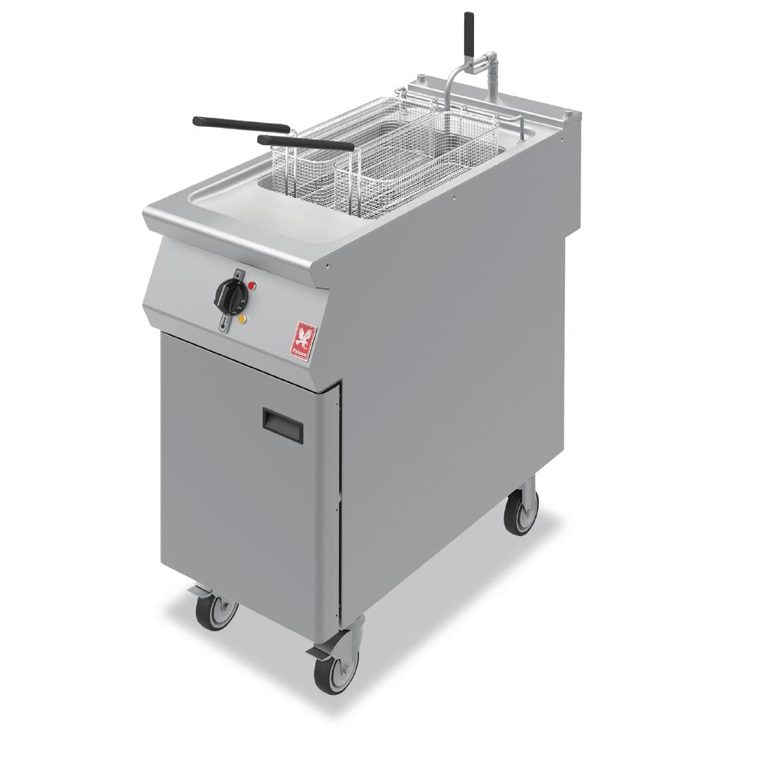 Falcon F900 Single Tank Twin Basket Free Standing Filtration Fryer on Castors E9341F