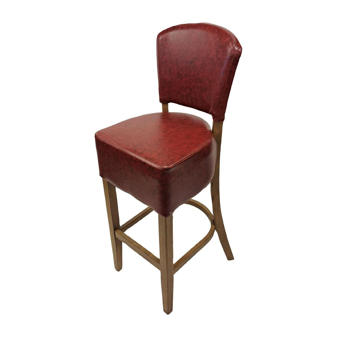 Hanoi Bar Chair in Weathered Oak with Bison Bordeaux Vinyl