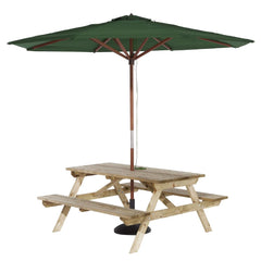 Rowlinson Picnic Table 5ft with Green Parasol 2.7m & Base 15kg