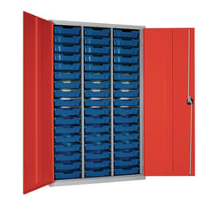 51 Tray High-Capacity Storage Cupboard - Red with Blue Trays