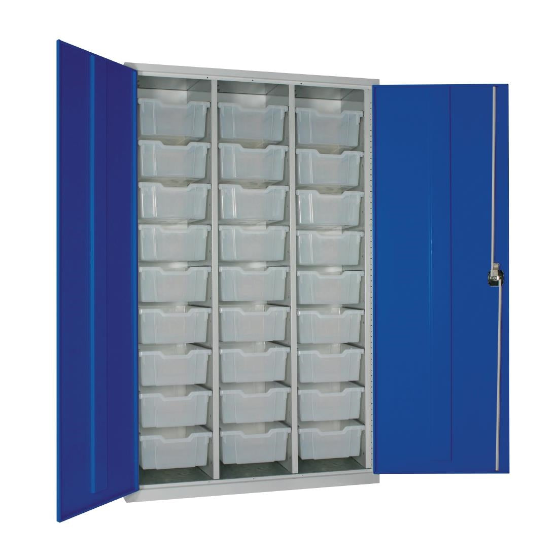 27 Tray High-Capacity Storage Cupboard - Blue with Transparent Trays