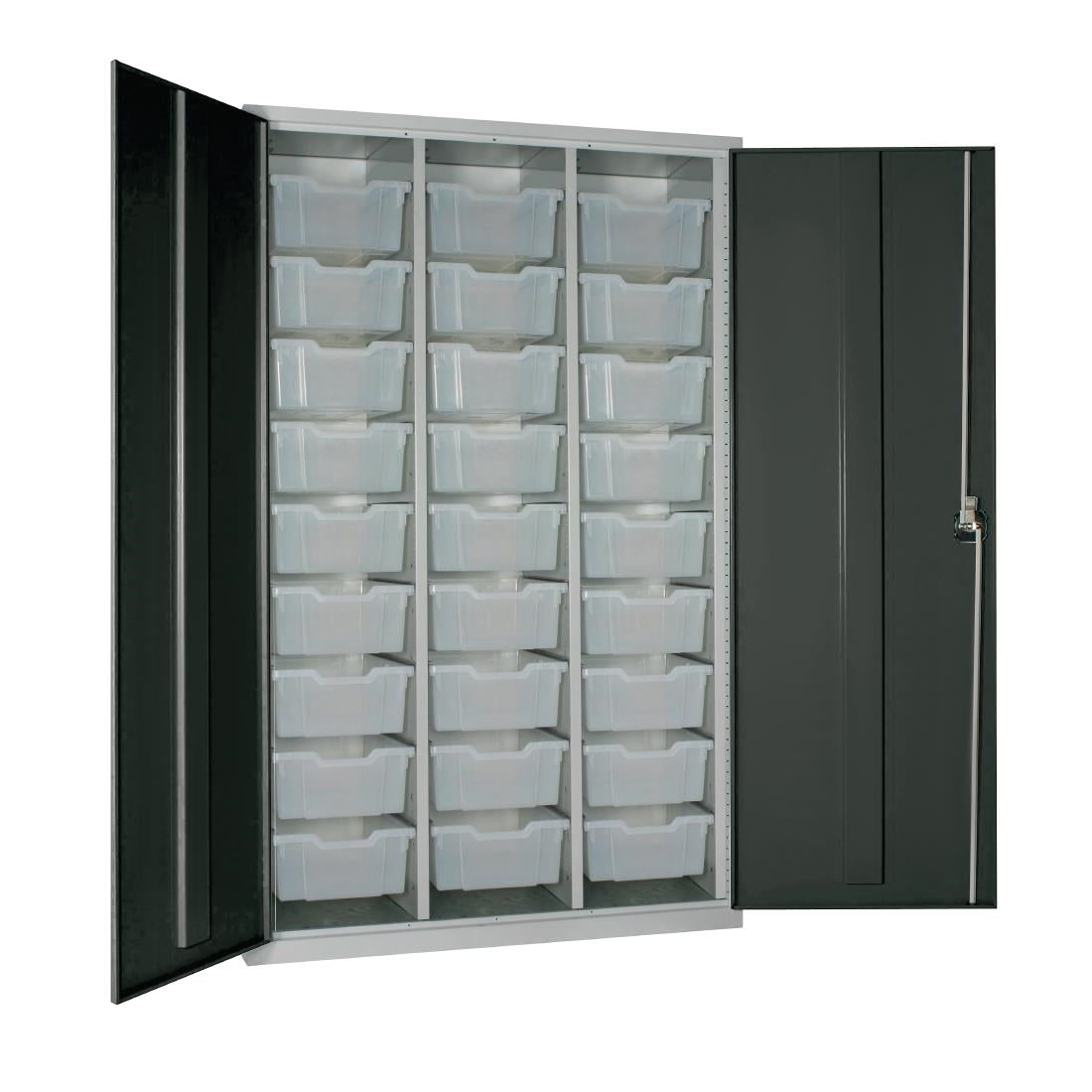 27 Tray High-Capacity Storage Cupboard - Dark Grey with Transparent Trays