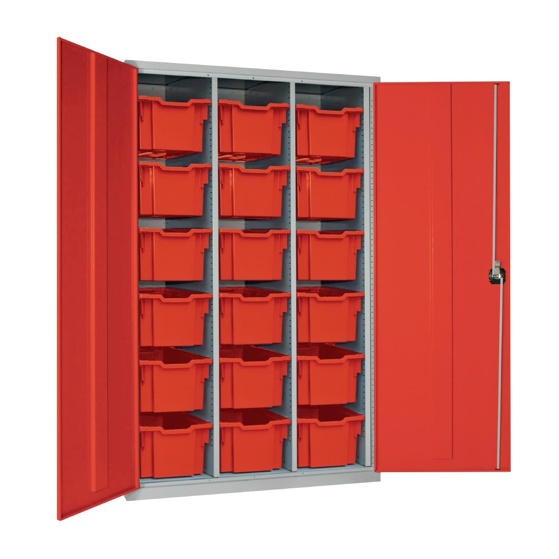 18 Tray High-Capacity Storage Cupboard - Red with Red Trays
