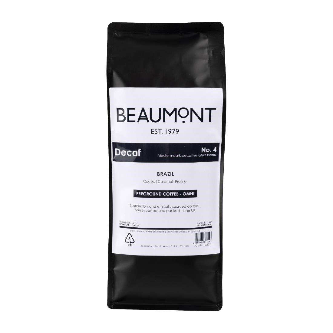 Beaumont No.4 Decaf Coffee Omni Grind 500g