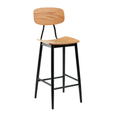 Juna Bar Stool Ply Oak & Black Steel (Pack of 2)