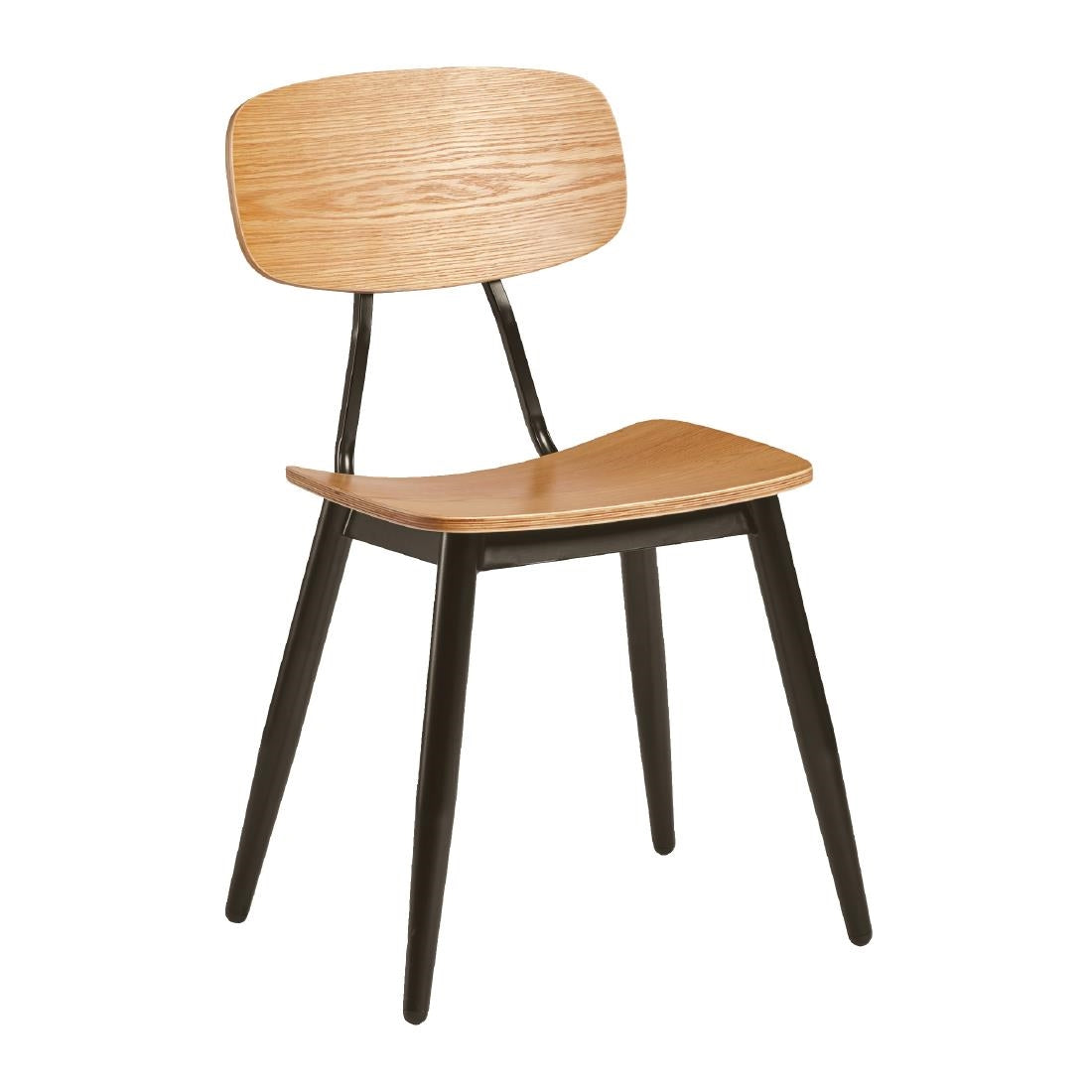 Juna Side Chair Ply Oak & Black Steel (Pack of 2)