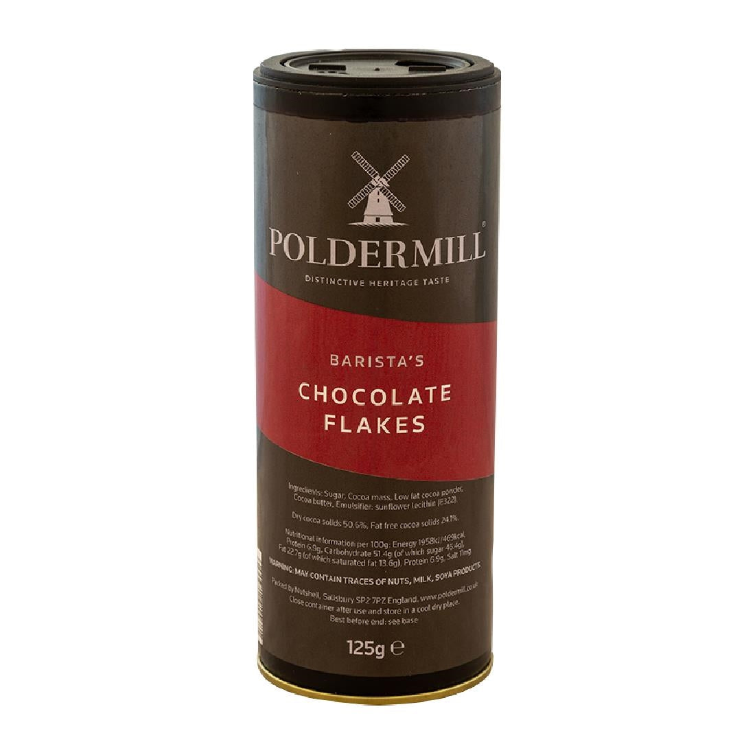 Poldermill Dark Chocolate Flakes Shaker Drum 125g