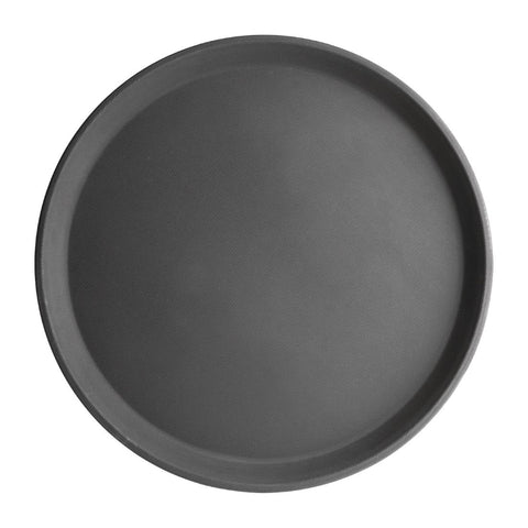 Olympia Kristallon Fibreglass Round Non-Slip Tray Black 356mm