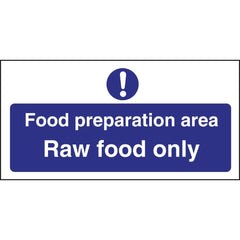 Vogue Food Preparation Area Raw Food Only Sign