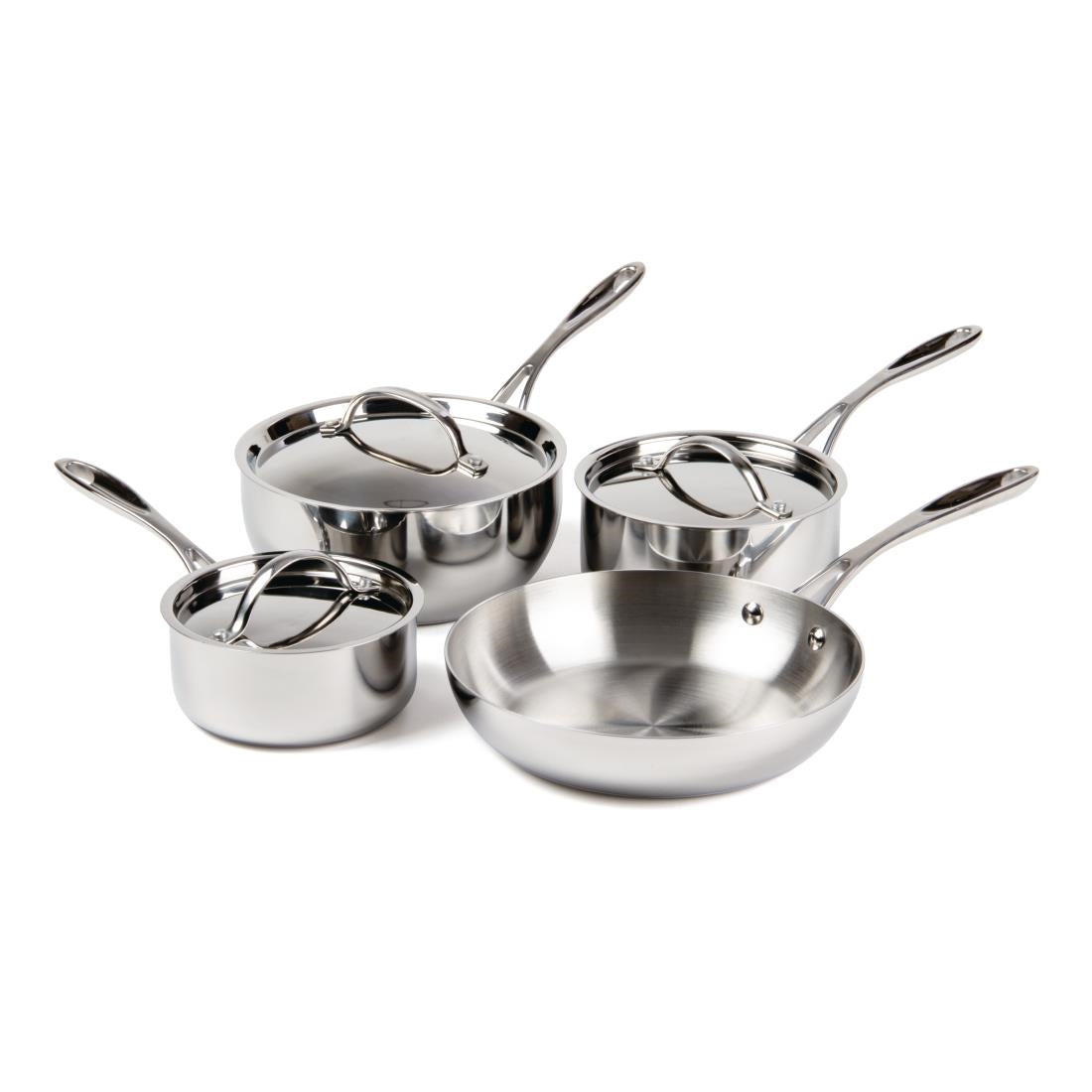 Vogue Stainless Steel & Aluminium Tri-Wall Pan Set (Pack of 4)