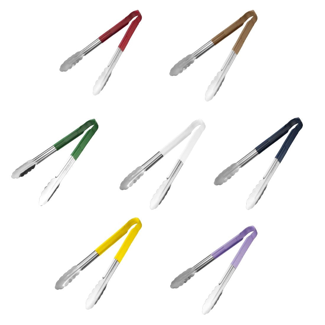Hygiplas 300mm Colour Coded Tong Set (Pack of 7 Colours)