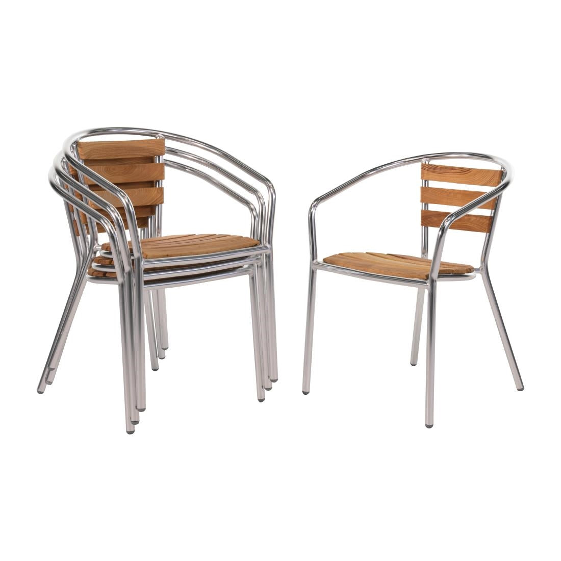 Bolero Aluminium and Ash Chairs (Pack of 4)