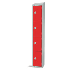 Elite Four Door Electronic Combination Locker with Sloping Top Red