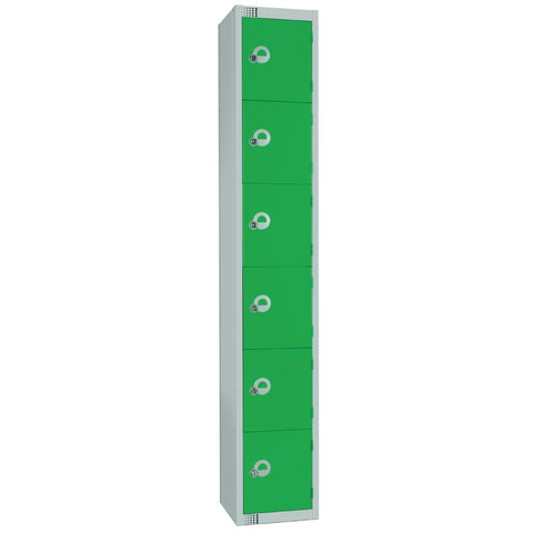 Elite Six Door Electronic Combination Locker with Sloping Top Green