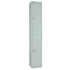 Elite Double Door Padlock Locker with Sloping Top Grey
