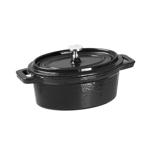 Vogue Cast Iron Oval Mini Pot Black